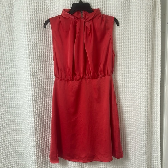 She + Sky Dresses & Skirts - NWT She + Sky Sleeveless Satin Silk Dress with Twist Front High Neck Band Detail